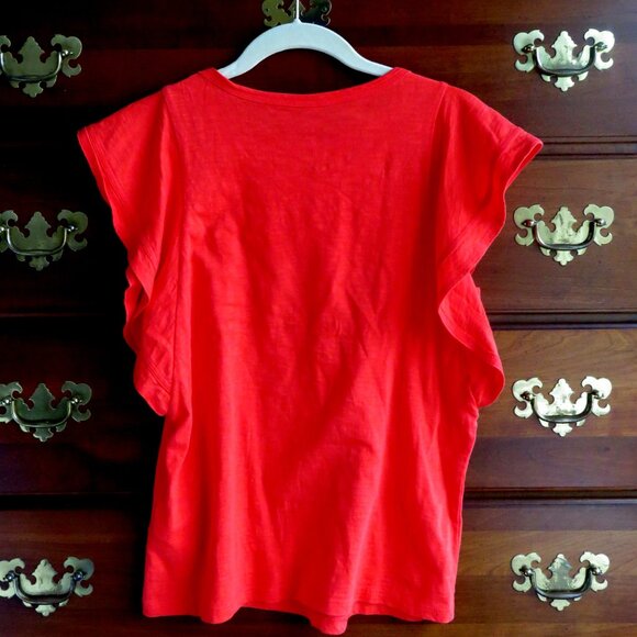 Candace Cameron Bure Breezy Orange 100% Cotton Flutter Cap Sleeve Top Size XXS - Picture 2 of 16